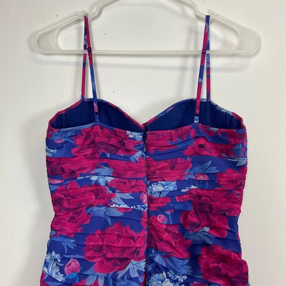 NEW SAU LEE Revolve Gwyneth Midi Gown Womens Sz 6 Pink Blue Floral Ruched Dress - Picture 5 of 13